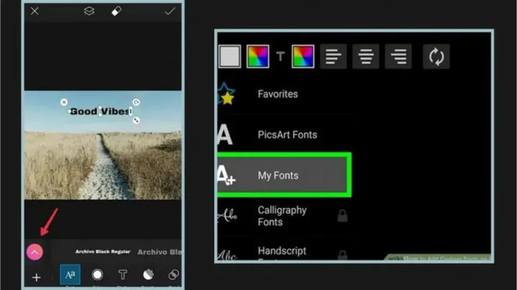 Add fonts to PicsArt